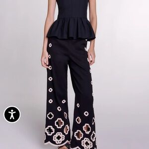 MAJE Wide-leg crochet trousers
